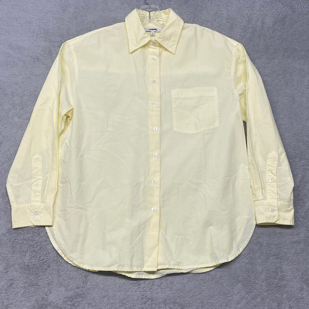 Madewell Shirt Womens Small Sheer Pineapple Yellow Easy Button Down Poplin NY392 - Picture 3 of 9